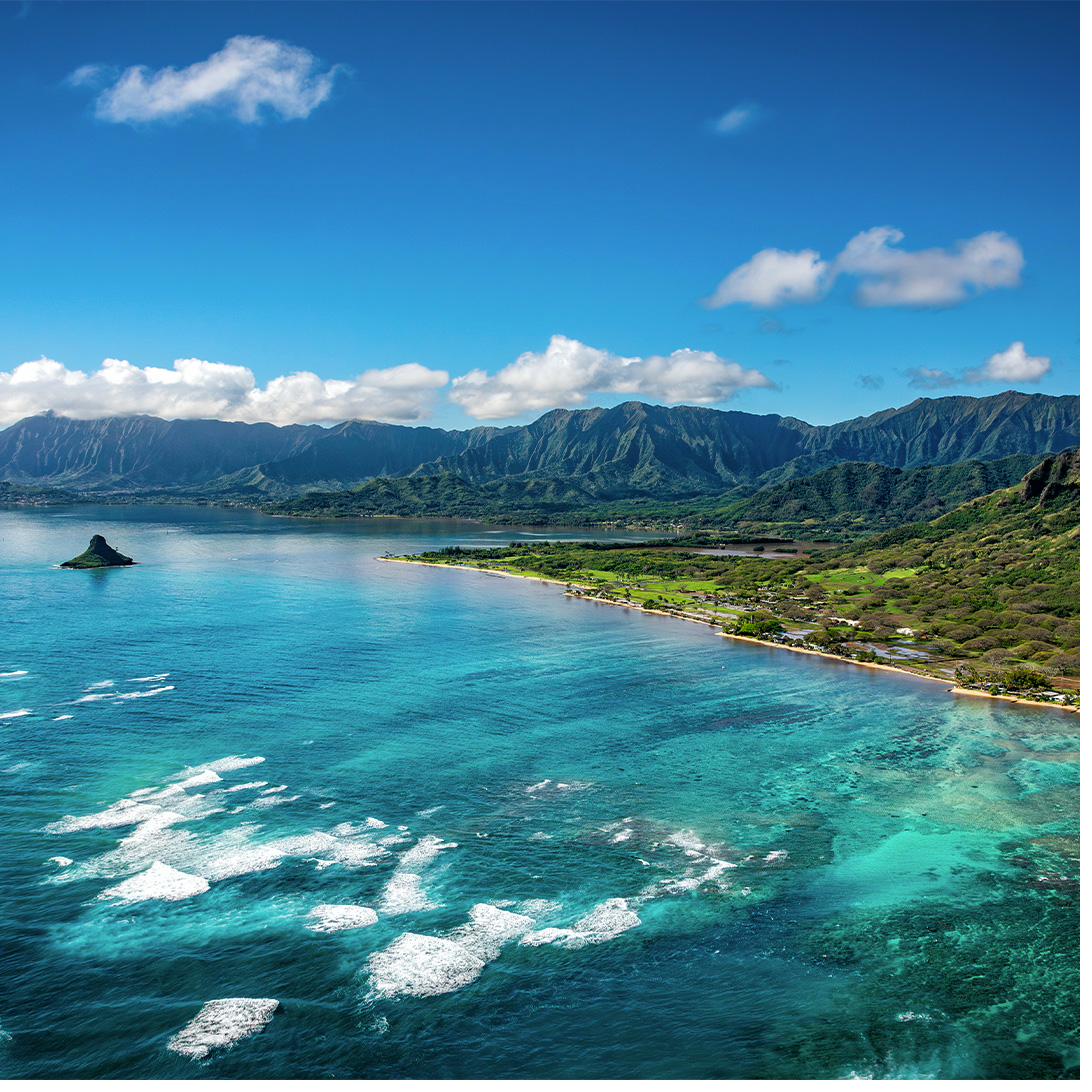 Aerial view of stunning Hawaii coastline